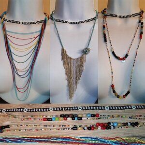 Curated bundle lot 4 beaded necklaces surfer beach free spirit colorful jewelry